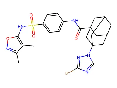 3-(3-bromo-1H-1,2,4-triazol-1-yl)-N-(4-{[(3,4-dimethyl-5-isoxazolyl)amino]sulfonyl}phenyl)-1-adamantanecarboxamide structure