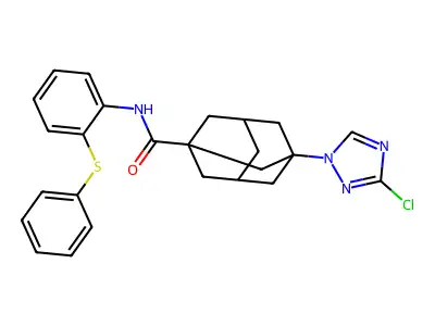 3-(3-chloro-1,2,4-triazol-1-yl)-N-(2-phenylsulfanylphenyl)adamantane-1-carboxamide structure