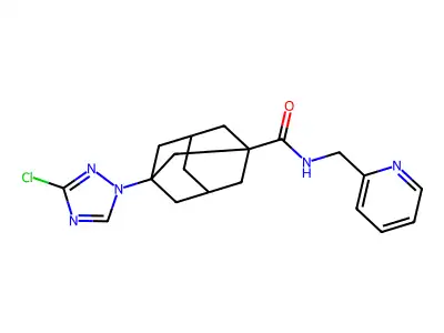 3-(3-chloro-1,2,4-triazol-1-yl)-N-(pyridin-2-ylmethyl)adamantane-1-carboxamide structure