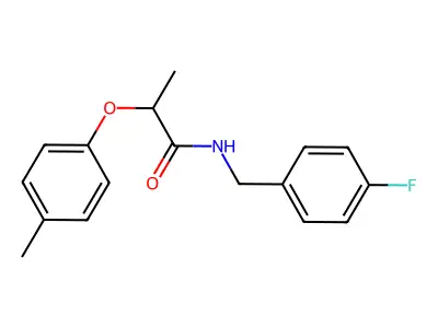 N-[(4-fluorophenyl)methyl]-2-(4-methylphenoxy)propanamide structure