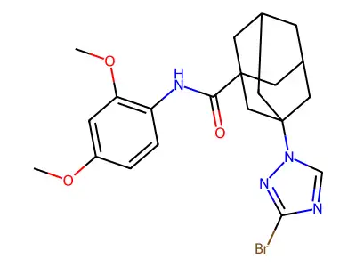 3-(3-bromo-1H-1,2,4-triazol-1-yl)-N-(2,4-dimethoxyphenyl)-1-adamantanecarboxamide structure