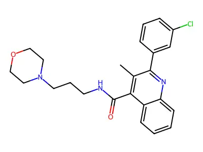2-(3-chlorophenyl)-3-methyl-N-(3-morpholin-4-ylpropyl)quinoline-4-carboxamide structure