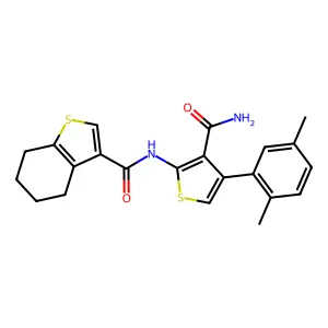 N-[3-carbamoyl-4-(2,5-dimethylphenyl)thiophen-2-yl]-4,5,6,7-tetrahydro-1-benzothiophene-3-carboxamide structure