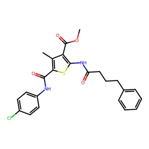methyl 5-[(4-chloroanilino)carbonyl]-4-methyl-2-[(4-phenylbutanoyl)amino]thiophene-3-carboxylate structure