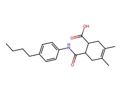 6-[(4-Butylphenyl)carbamoyl]-3,4-dimethylcyclohex-3-ene-1-carboxylic acid structure