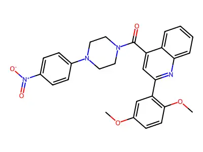 [2-(2,5-dimethoxyphenyl)quinolin-4-yl]-[4-(4-nitrophenyl)piperazin-1-yl]methanone structure