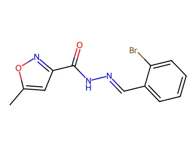 N-[(2-bromophenyl)methylideneamino]-5-methyl-1,2-oxazole-3-carboxamide structure
