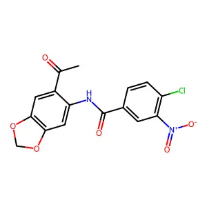 N-(6-acetyl-1,3-benzodioxol-5-yl)-4-chloro-3-nitrobenzamide structure
