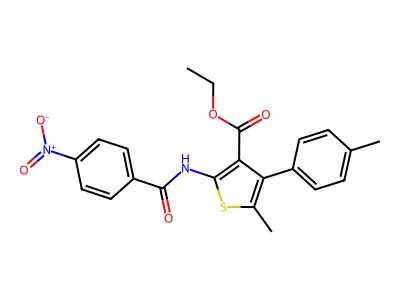 ethyl 2-({4-nitrobenzoyl}amino)-5-methyl-4-(4-methylphenyl)-3-thiophenecarboxylate structure