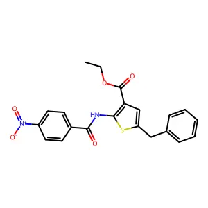 Ethyl 5-benzyl-2-({4-nitrobenzoyl}amino)-3-thiophenecarboxylate structure