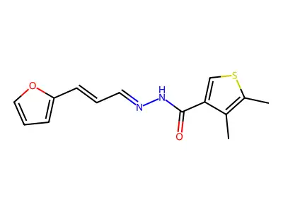 N-[(E)-[(E)-3-(furan-2-yl)prop-2-enylidene]amino]-4,5-dimethylthiophene-3-carboxamide structure