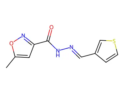 5-methyl-N-(thiophen-3-ylmethylideneamino)-1,2-oxazole-3-carboxamide structure