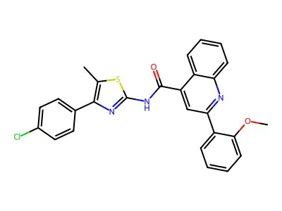 N-[4-(4-chlorophenyl)-5-methyl-1,3-thiazol-2-yl]-2-(2-methoxyphenyl)quinoline-4-carboxamide structure
