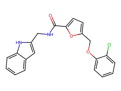 5-[(2-chlorophenoxy)methyl]-N-(1H-indol-2-ylmethyl)furan-2-carboxamide structure