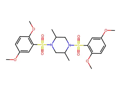 1,4-Bis((2,5-dimethoxyphenyl)sulfonyl)-2,5-dimethylpiperazine structure