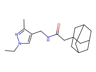 2-(1-adamantyl)-N-[(1-ethyl-3-methylpyrazol-4-yl)methyl]acetamide structure