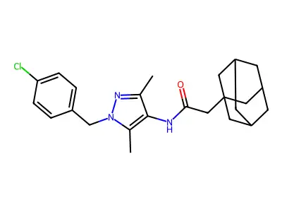 2-(1-adamantyl)-N-[1-[(4-chlorophenyl)methyl]-3,5-dimethylpyrazol-4-yl]acetamide structure