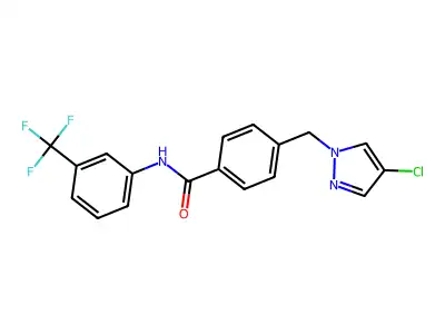 4-[(4-chloro-1H-pyrazol-1-yl)methyl]-N-[3-(trifluoromethyl)phenyl]benzamide structure