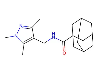 N-[(1,3,5-trimethylpyrazol-4-yl)methyl]adamantane-1-carboxamide structure