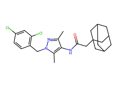 2-(1-adamantyl)-N-[1-(2,4-dichlorobenzyl)-3,5-dimethyl-1H-pyrazol-4-yl]acetamide structure