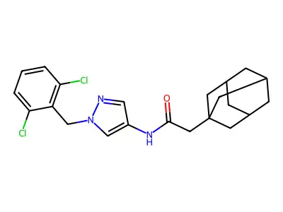 2-(1-adamantyl)-N-[1-[(2,6-dichlorophenyl)methyl]pyrazol-4-yl]acetamide structure