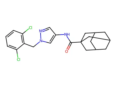 N-[1-[(2,6-dichlorophenyl)methyl]pyrazol-4-yl]adamantane-1-carboxamide structure