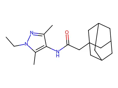 2-(1-adamantyl)-N-(1-ethyl-3,5-dimethyl-1H-pyrazol-4-yl)acetamide structure