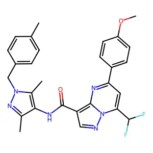 7-(difluoromethyl)-N-[3,5-dimethyl-1-(4-methylbenzyl)-1H-pyrazol-4-yl]-5-(4-methoxyphenyl)pyrazolo[1,5-a]pyrimidine-3-carboxamide structure