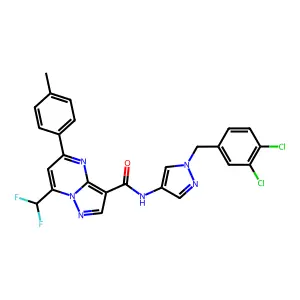 N-[1-(3,4-dichlorobenzyl)-1H-pyrazol-4-yl]-7-(difluoromethyl)-5-(4-methylphenyl)pyrazolo[1,5-a]pyrimidine-3-carboxamide structure