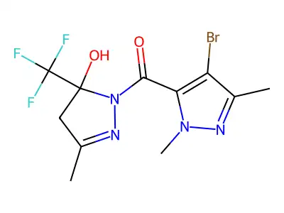 (4-bromo-2,5-dimethylpyrazol-3-yl)-[5-hydroxy-3-methyl-5-(trifluoromethyl)-4H-pyrazol-1-yl]methanone structure
