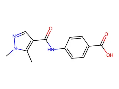 4-{[(1,5-dimethyl-1H-pyrazol-4-yl)carbonyl]amino}benzoic acid structure