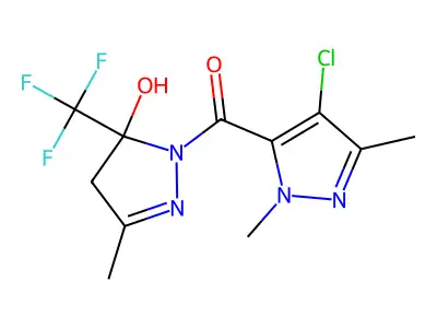 (4-chloro-1,3-dimethyl-1H-pyrazol-5-yl)[5-hydroxy-3-methyl-5-(trifluoromethyl)-4,5-dihydro-1H-pyrazol-1-yl]methanone structure