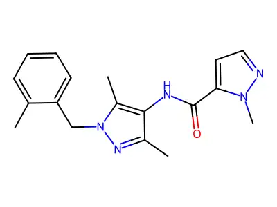 N-[3,5-dimethyl-1-(2-methylbenzyl)-1H-pyrazol-4-yl]-1-methyl-1H-pyrazole-5-carboxamide structure