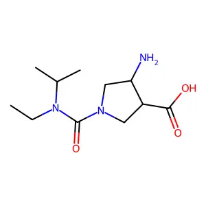 (3S,4S)-4-amino-1-[ethyl(isopropyl)carbamoyl]pyrrolidine-3-carboxylic acid structure