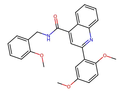 2-(2,5-dimethoxyphenyl)-N-[(2-methoxyphenyl)methyl]quinoline-4-carboxamide structure