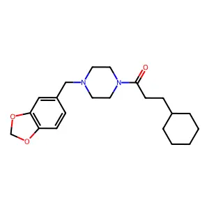 1-[4-(1,3-Benzodioxol-5-ylmethyl)piperazin-1-yl]-3-cyclohexylpropan-1-one structure