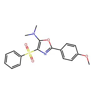 4-(benzenesulfonyl)-2-(4-methoxyphenyl)-N,N-dimethyl-1,3-oxazol-5-amine structure