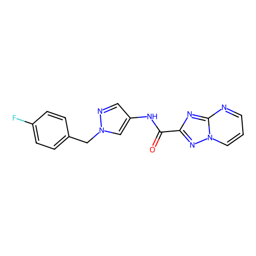 N-(1-(4-fluorobenzyl)-1H-pyrazol-4-yl)-[1,2,4]triazolo[1,5-a]pyrimidine-2-carboxamide structure