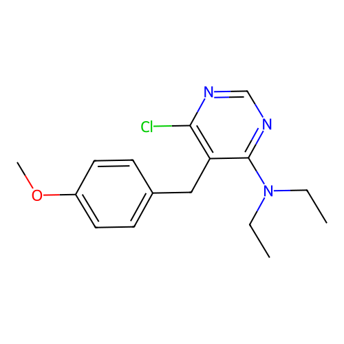 6-chloro-N,N-diethyl-5-(4-methoxybenzyl)pyrimidin-4-amine structure
