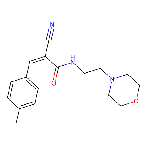 2-cyano-3-(4-methylphenyl)-N-(2-morpholin-4-ylethyl)prop-2-enamide structure