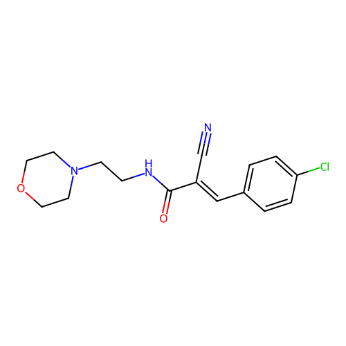 3-(4-chlorophenyl)-2-cyano-N-(2-morpholin-4-ylethyl)prop-2-enamide structure