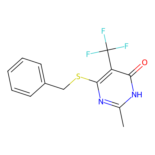 6-(Benzylsulfanyl)-2-methyl-5-(trifluoromethyl)pyrimidin-4-ol structure