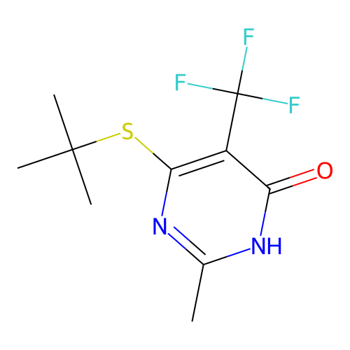 6-(Tert-butylsulfanyl)-2-methyl-5-(trifluoromethyl)pyrimidin-4-ol structure