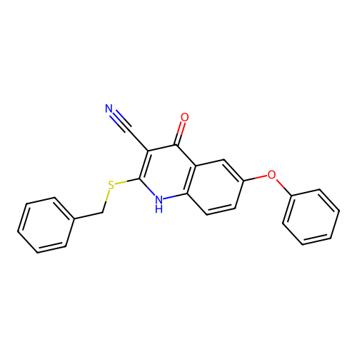 2-(Benzylsulfanyl)-4-oxo-6-phenoxy-1,4-dihydroquinoline-3-carbonitrile structure