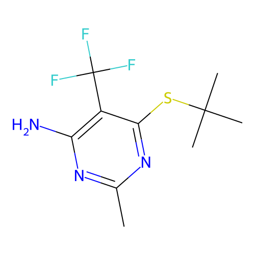 6-(Tert-butylsulfanyl)-2-methyl-5-(trifluoromethyl)pyrimidin-4-amine structure