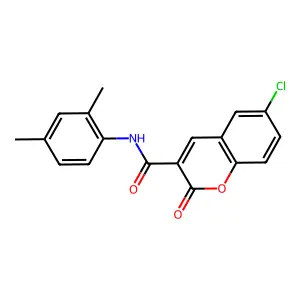 6-chloro-N-(2,4-dimethylphenyl)-2-oxochromene-3-carboxamide structure