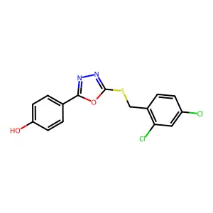 4-(5-((2,4-Dichlorobenzyl)thio)-1,3,4-oxadiazol-2-yl)phenol structure