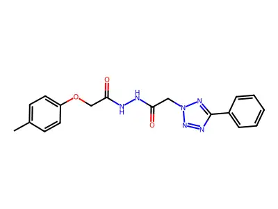 N'-[2-(4-methylphenoxy)-1-oxoethyl]-2-(5-phenyl-2-tetrazolyl)acetohydrazide structure
