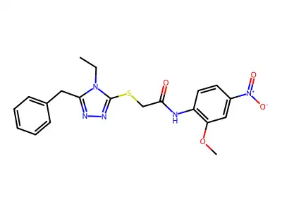 2-[(5-benzyl-4-ethyl-1,2,4-triazol-3-yl)sulfanyl]-N-(2-methoxy-4-nitrophenyl)acetamide structure