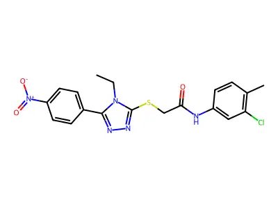 N-(3-chloro-4-methylphenyl)-2-[[4-ethyl-5-(4-nitrophenyl)-1,2,4-triazol-3-yl]sulfanyl]acetamide structure